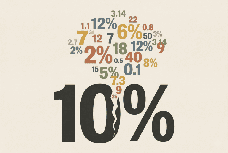 Visual representation of the 10% savings rule with percentages and numbers for financial planning.